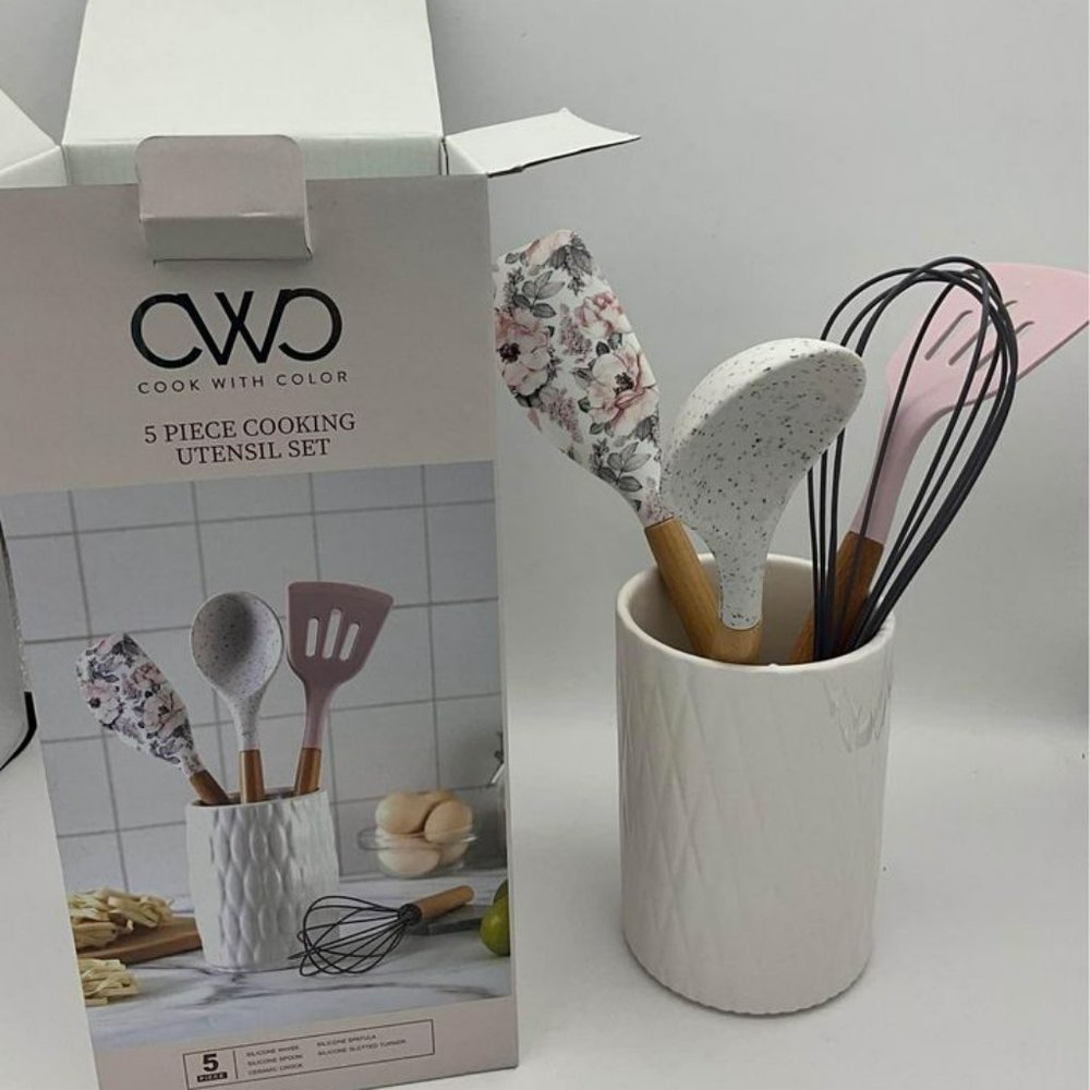 Cook with Colors Silicone Pink Cooking Utensils 5 Pc set